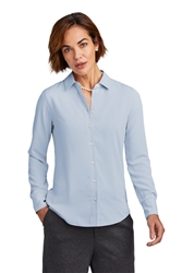 Women's Heritage Blue Brooks Brothers Full-Button Satin Blouse CLOSEOUT