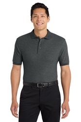 Men's Charcoal Heather Grey Silk Touch Polo CLOSEOUT