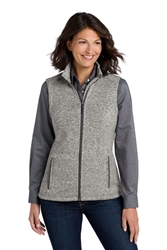 Port Authority Grey Heather Women's Sweater Fleece Vest CLOSEOUT