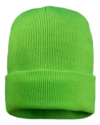 Neon Green Sportsman 12" Fleece Lined Cuffed Beanie CLOSEOUT