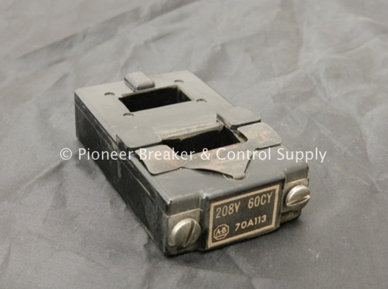 70A113 (R) ALLEN-BRADLEY A-B OPERATING MAGNETIC COIL; 208V/60HZ; FOR BULLETIN 700 LINE; SERIES K; SIZE 0; 18A; 702-AOH/702L-AOH/709-AOH/705-A/707-A/712-A/713-A/715-A; NON-REVERSING/REVERSING/MULTI-SPEED/COMBINATION; MOTOR STARTERS & MAGNETIC CONTACTORS