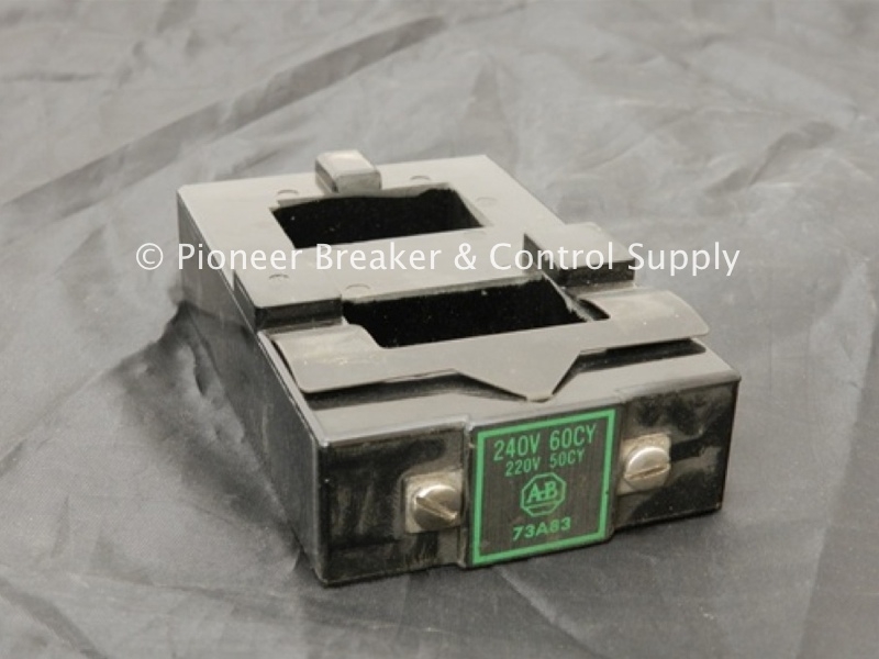 73A83 (R) ALLEN-BRADLEY A-B OPERATING MAGNETIC COIL; 240V/60HZ 220V/50HZ; FOR BULLETIN 700 LINE; SERIES K; SIZE 3; 90A; 2-3 POLE; 702-DOA/702L-DOA/709-DOA/705-D/707-D/712-D/713-D/715-D; NON-REVERSING/REVERSING/MULTI-SPEED/COMBINATION; STARTERS/CONTACTORS