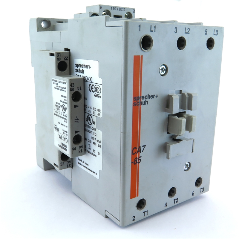 CA7-85-10-120V SPRECHER+SCHUH NON-REVERSING, THREE POLE CONTACTOR WITH AC COIL 50/60HZ 110/120V 1 NO AUXILIARY CONTACT