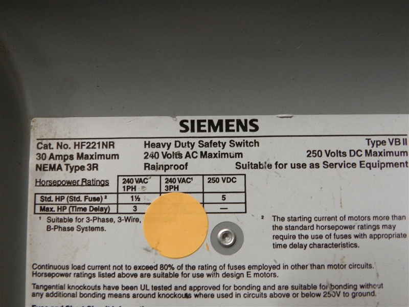 HF221NR (R) SIEMENS SAFETY SWITCH