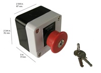 PB-MU-KEY-E1R 22MM RED MUSHROOM KEY RELEASE EMERGENCY STOP PUSH BUTTON MAINTAINED PLASTIC ENCLOSURE