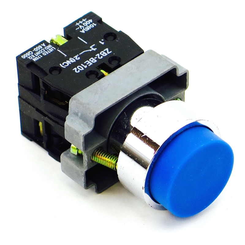 PBC-P22XTMO2-EB-11 DIRECT REPLACEMENT FITS TELEMECANIQUE BLUE PUSH BUTTON,  EXTENDED MOMENTARY. 1NO/1NC ZB2BE101,ZBE102 CONTACT BLOCKS.