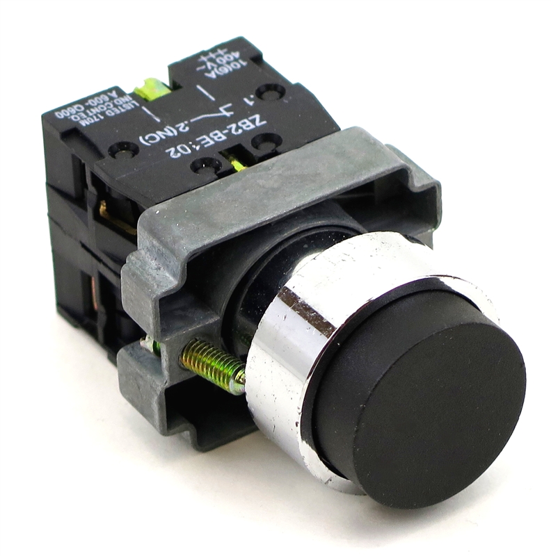PBC-P22XTMO2-EBLK11 DIRECT REPLACEMENT FITS TELEMECANIQUE BLACK PUSH BUTTON,  EXTENDED MOMENTARY. 1NO/1NC ZB2BE101,ZBE102 CONTACT BLOCKS.