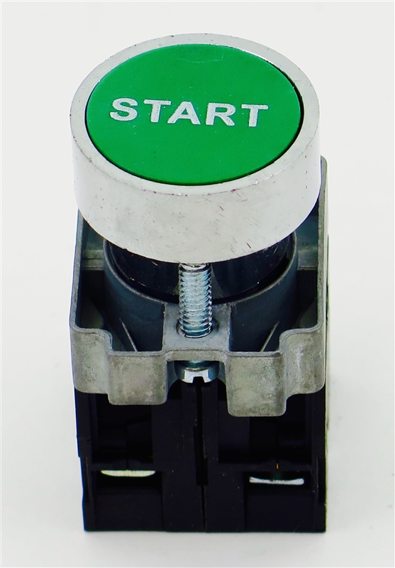 PBC-XB4BA31-START DIRECT REPLACEMENT 22MM GREEN FLUSH PUSH BUTTON WITH 1NO/1NC CONTACT BLOCK. (YOU CAN ADD OR CHANGE THE CONTACT BLOCKS TO 2NC OR 2 NC)