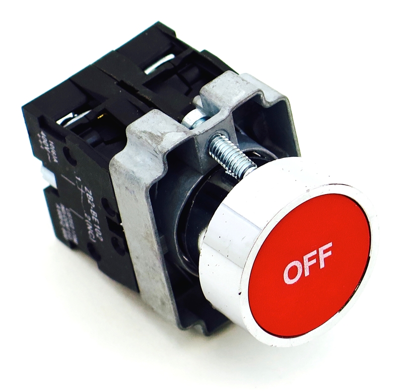 PBC-XB4BA42-OFF DIRECT REPLACEMENT FITS TELEMECANIQUE 22MM RED OFF FLUSH PUSH BUTTON WITH 1NO/1NC CONTACT BLOCK (YOU CAN ADD OR CHANGE THE CONTACT BLOCKS TO 2NC OR 2 NO)