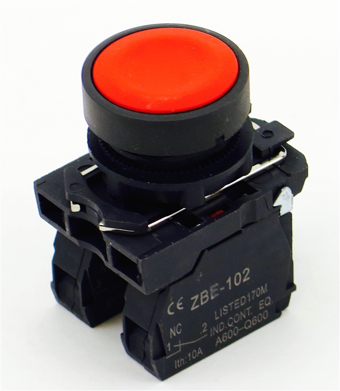 PBC-XB5AA42  REPLACEMENT FITS TELEMECANIQUE XB5AA42 22MM RED PUSH BUTTON MOMENTARY 1NO/1NC