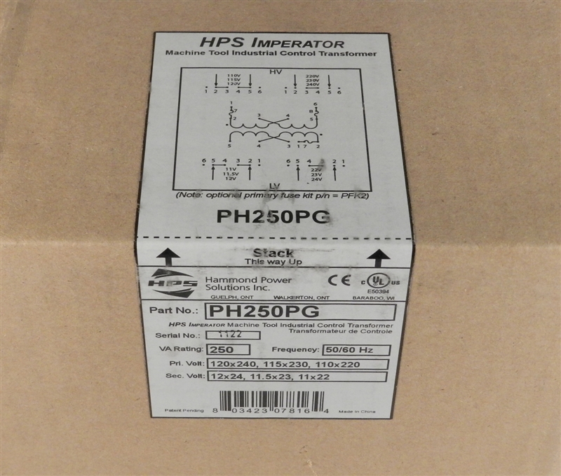 PH250PG 250VA 110/115/120/220/230/240V-12/24V HAMMOND TRANSFORMER