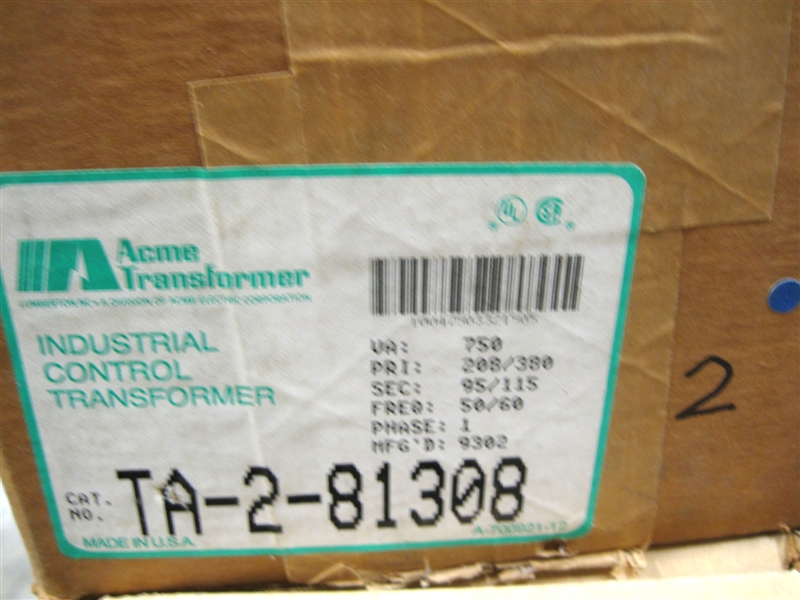 TA-2-81308 750VA 208/380-95/115V ACME TRANSFORMER