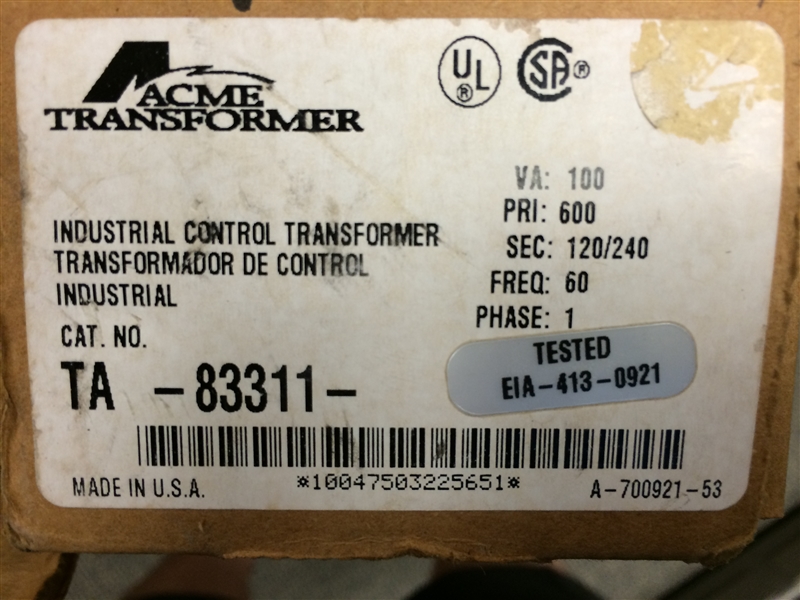 TA-83311 CONTROL TRANSFORMER