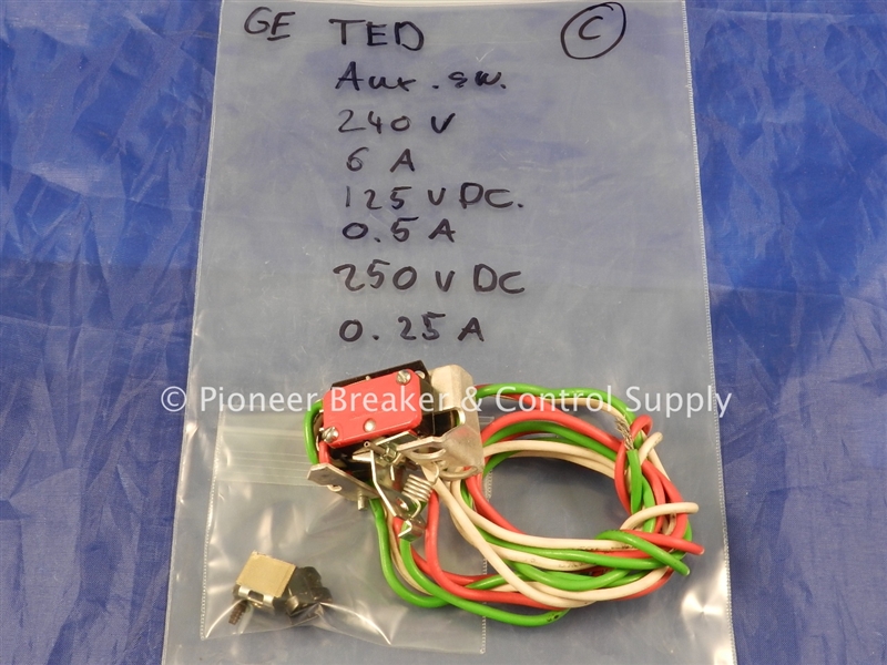 TEDAS2AB1R (R) GE GENERAL ELECTRIC AUXILIARY SWITCH 240 V AC; 250 V DC; RIGHT POLE MOUNTING; CONTACT CONFIGURATION 1A/1B; FOR TEB/TEC/TB1/TED/THED/THLC1 CIRCUIT BREAKERS