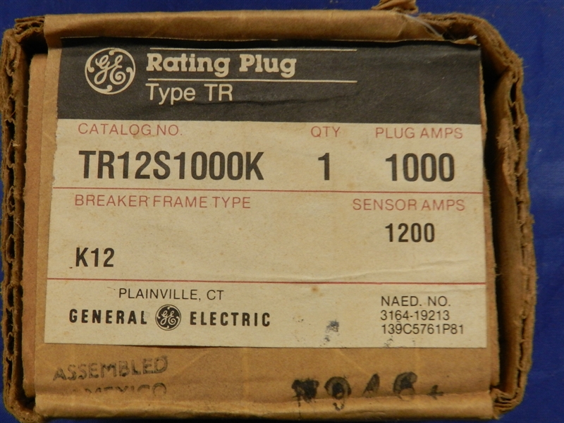 TR12S1000K GE  RATING PLUG TYPE TR K12  1000AMP  FRAME TYPE K12
