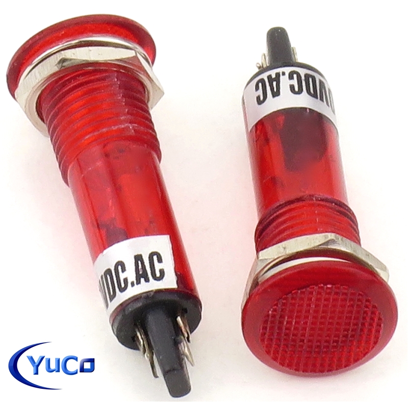 PACK OF 10 YuCo YC-9TRL-5R-24-N-10 RED NEON 9MM 24V AC/DC