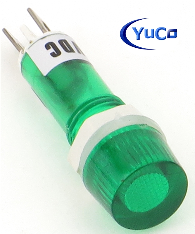 PACK OF 10 YuCo YC-9TRM-1G-12-10 GREEN LED 9MM 12V AC/DC