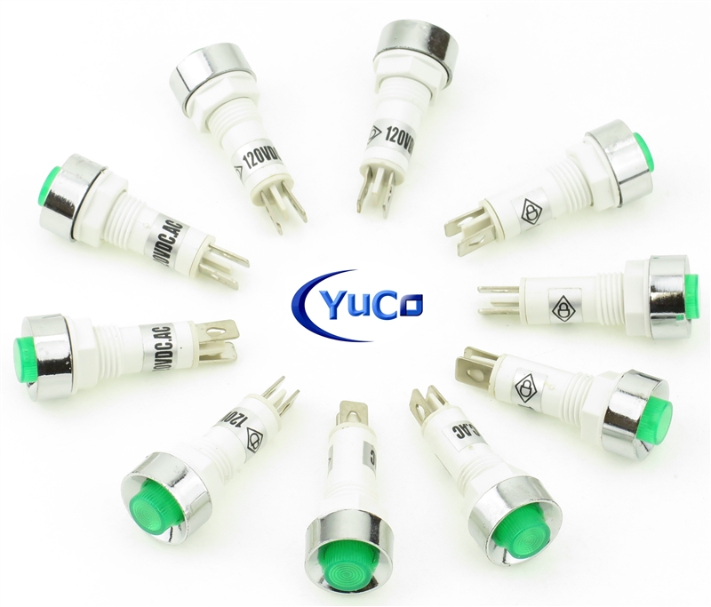 PACK OF 10 YuCo YC-9TRS-14G-120-N GREEN NEON 9MM 120V AC/DC