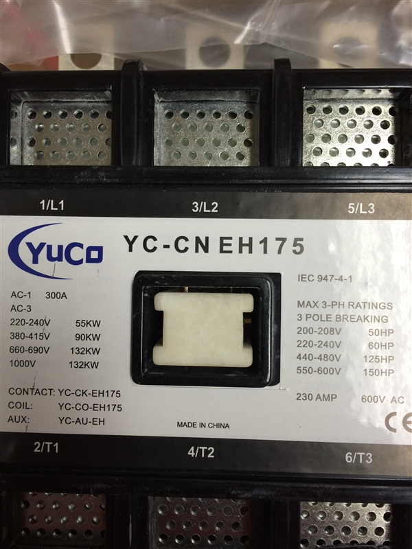YUCO YC-CN-EH175-1D REPLACEMENT FITS ABB CONTACTOR CN-EH175-24V DC