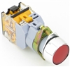 YC-P22XPMA-IFR-1 YuCo 22MM FLUSH PUSH BUTTON RED METAL MAINTAINED ILLUMINATED 24V AC/DC 1NO/NC CONTACT BLOCK
