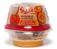 SABRA ROASTED RED PEPPER HUMMUS WITH PRETZELS