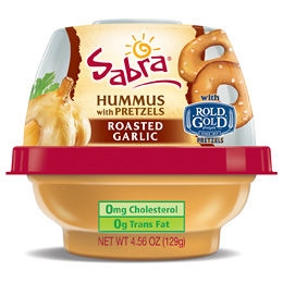 SABRA ROASTED GARLIC HUMMUS WITH PRETZELS