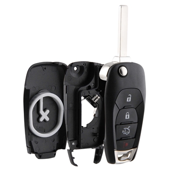 Key Fob Remote 4btn Flip Shell Case Replacement for 2016-2019 Chevrolet Cruze (LXP-T004, LXP-T003)
