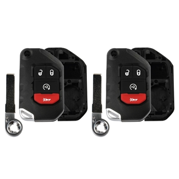 Key Fob Case Shell for Jeep Wrangler Gladiator Remote Start OHT1130261 4btn (Pack of 2)