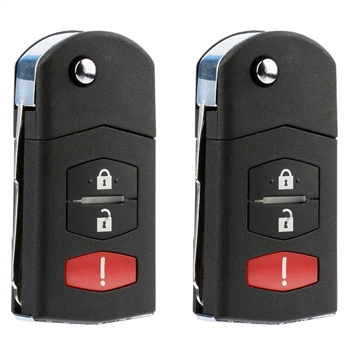 2 New Keyless Entry Remote Flip Key Fob for Mazda (SKE12501, BGBX1T478)
