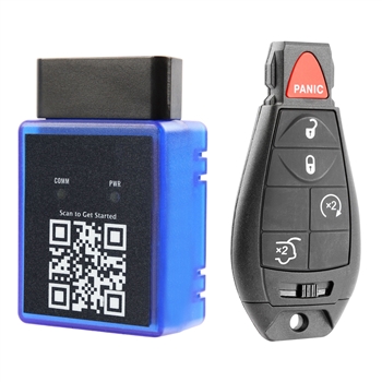 Single Use OBD DIY Self Programmer with Key Fob Remote Bundle for Chrysler, Dodge, Jeep Remote Start Hatch 5-Button (IYZ-C01C, M3N5WY783X, Fobik)