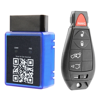 Single Use OBD DIY Self Programmer with Key Fob Remote Bundle for Chrysler, Dodge, Jeep Hatch Window Glass 5-Button (IYZ-C01C, M3N5WY783X, Fobik)