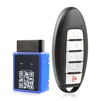 Single Use OBD DIY Self Programmer with Key Fob Remote Bundle for Nissan Infiniti 4-Button Smart Remote (KR5S180144014)