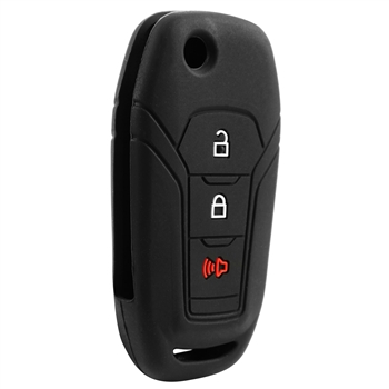 Remote Key Fob Cover Silicone Rubber Skin 3-Button Flip Replacement for Ford (N5F-A08TAA, 164-R8130)