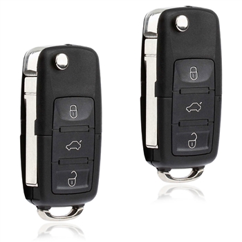 2 New Keyless Entry Remote Flip Key Fob for Volkswagen Beetle Golf Jetta Passat (HLO1J0959753AM, HLO1J0959753DC)