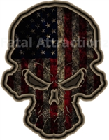 3D Grunge American Flag Skull