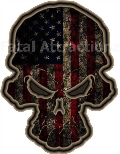 3D Grunge American Flag Skull
