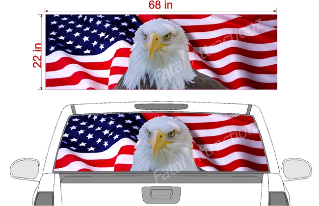 American Flag Eagle See Thru Window Wrap 22"x68"