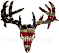Distressed American Flag Zombie Deer Skull