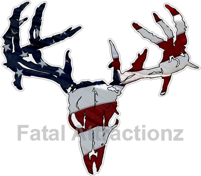 American Flag Zombie Deer Skull