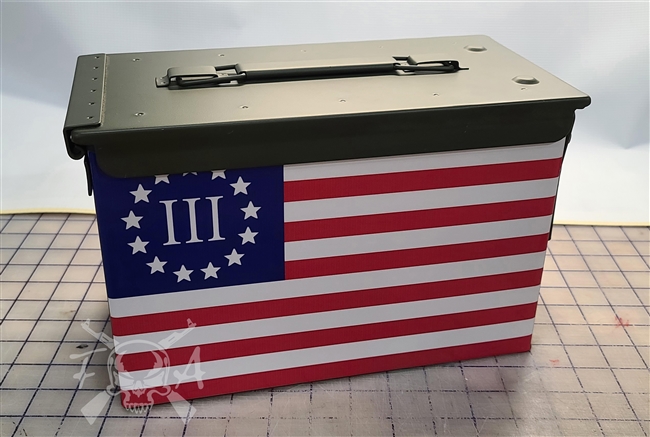 Betsy Ross III% 13 star Flag Ammo Can Wrap pair