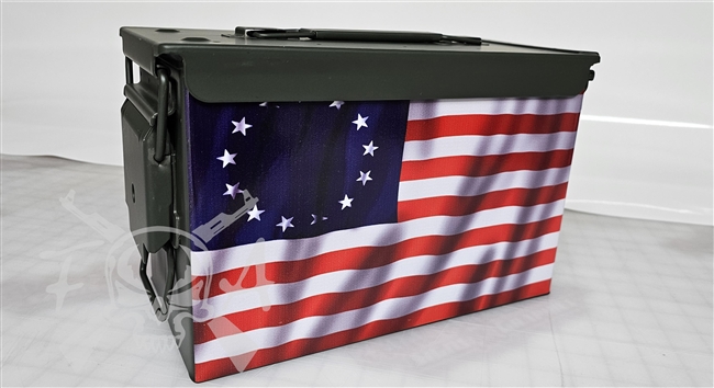 Betsy Ross Wavy American Flag Ammo Can Wrap