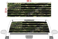 Camo American Flag See Thru Window Wrap 22"x68"