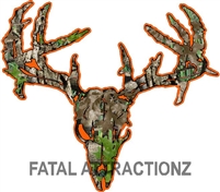 Camo Orange Zombie Deer Skull