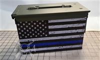 Distressed Blue Line American Flag Ammo Can Box Wrap pair