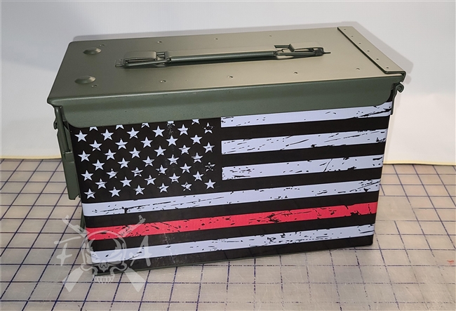 Distressed Red American Flag Ammo Can Box Wrap pair