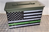 Distressed Green Line American Flag Ammo Can Box Wrap pair