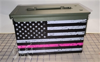 Distressed Hot Pink American Flag Ammo Can Box Wrap pair