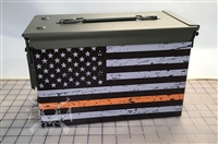 Distressed Orange American Flag Ammo Can Box Wrap pair
