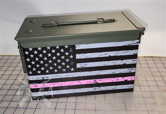 Distressed Pink American Flag Ammo Can Box Wrap pair