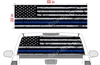 Distressed American Flag Blue Line See Thru Window Wrap 22"x68"